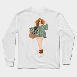 Girl Plant Shopping Long Sleeve T-Shirt